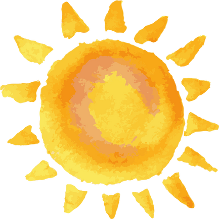 Hand painted watercolor sun