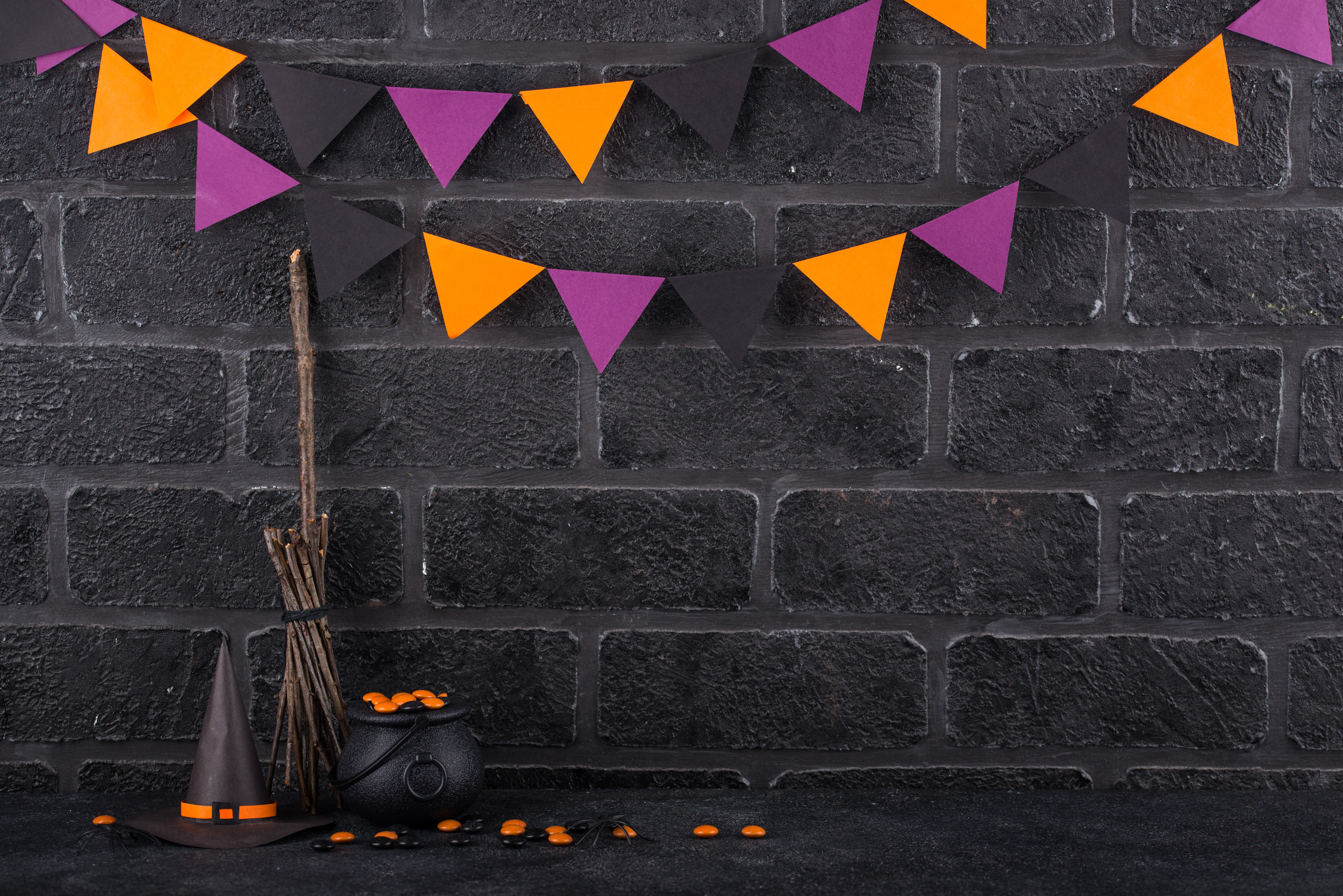 Halloween background with witches hat